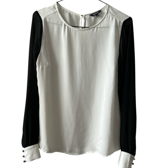 RW&CO. Cream and Gray Long Sleeve Blouse - Picture 1 of 5